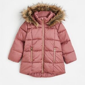Girls hooded puffer jacket pink winter coat removable hood 4T toddler outerwear
